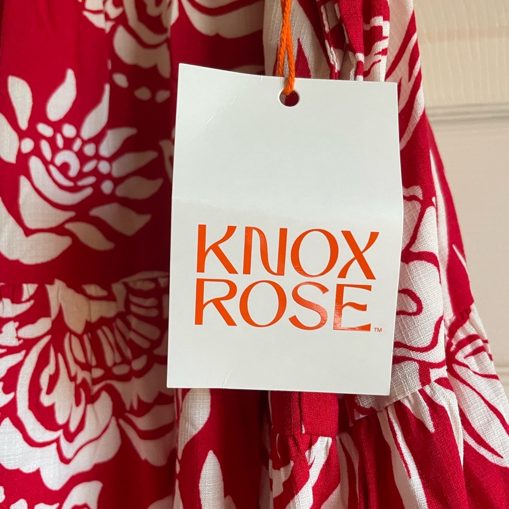 Knox Rose Women's Size 2X Red & White Floral Skirt - Picture 7 of 13